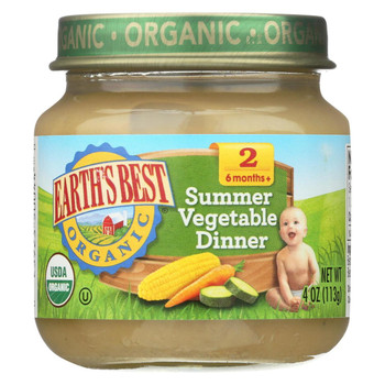 Earth's Best Organic Summer Vegetable Dinner Baby Food - Stage 2 - Case of 12 - 4 oz.