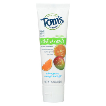 Tom's of Maine Children's Natural Fluoride Toothpaste Outrageous Orange Mango - 4.2 oz - Case of 6