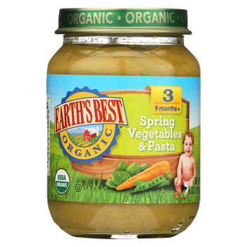 Earth's Best Organic Spring Vegetables and Pasta Baby Food - Stage 3 - Case of 12 - 6 oz.