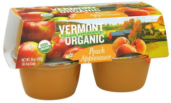 Vermont Village Organic Applesauce - Peach - Case of 12 - 4 oz.