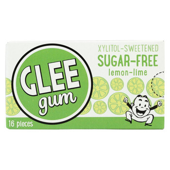 Glee Gum Chewing Gum - Lemon Lime - Sugar Free - Case of 12 - 16 Pieces