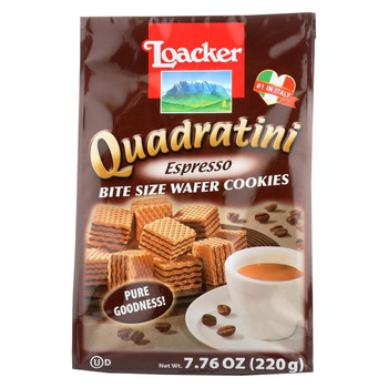 Loacker Quadratini Espresso Bite Size Wafer Cookies - Case of 8 - 7.76 oz.