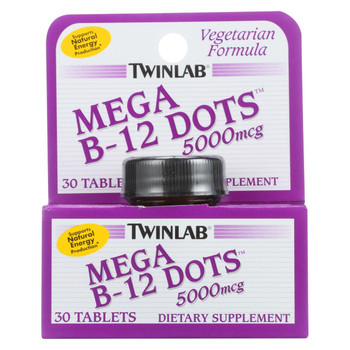 Twinlab Mega B-12 Dots - 5000 mcg - 30 Tablets Twinlab Mega B-12 Dots - 5000 mcg - 30 Tablets