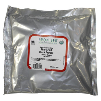 Frontier Herb Pepper Organic Fair Trade Certified Black Fine Grind - Single Bulk Item - 1LB