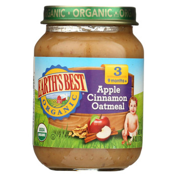 Earth's Best Organic Apple Cinnamon Oatmeal Baby Food - Stage 3 - Case of 12 - 6 oz. Earth's Best Organic Apple Cinnamon Oatmeal Baby Food - Stage 3 - Case of 12 - 6 oz.