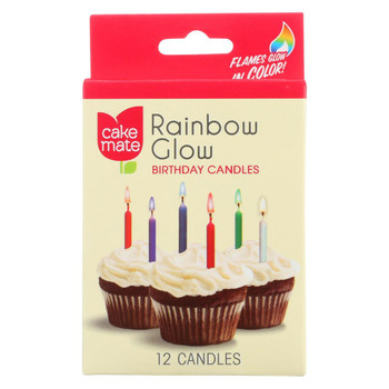 Cake Mate - Birthday Party Candles - Rainbow Glow - 12 Count - Case of 12