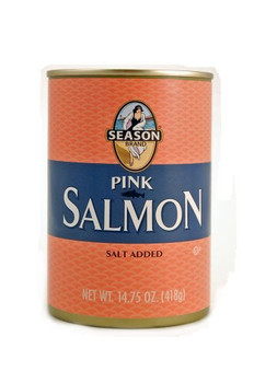 Season Brand Tall Pink Salmon - Salt Added - Case of 12 - 14.75 oz.