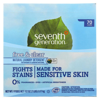 Seventh Generation Natural Laundry Detergent Powder - Free and Clear - Case of 4 - 112 oz.