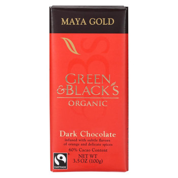 Green and Black's Organic Chocolate Bars - Dark Chocolate - 60 Percent Cacao - Maya Gold - 3.5 oz Bars - Case of 10