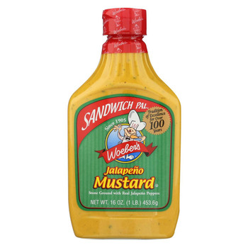 Woeber's Sandwich Pal Mustard - Jalapeno - Case of 6 - 16 oz.