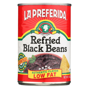 La Preferida Refried Beans - Black - Fat Free - Case of 12 - 16 oz