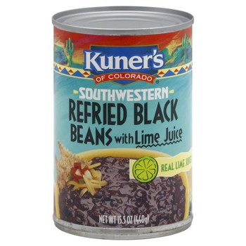 Kuner Refried Black Beans - Lime Juice - 15 oz.