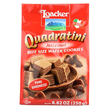 Loacker Quadratini Bite Size Wafer Cookies - Hazelnut - Case of 8 - 8.82 oz. Loacker Quadratini Bite Size Wafer Cookies - Hazelnut - Case of 8 - 8.82 oz.