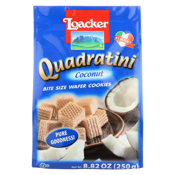 Loacker Quadratini Coconut Bite Size Wafer Cookies - Case of 8 - 8.82 oz.