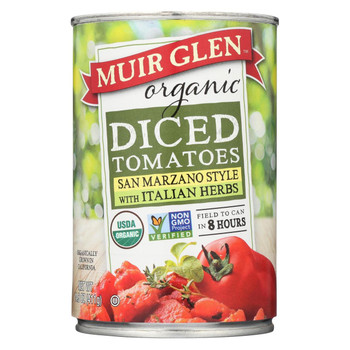 Muir Glen Diced Tomatoes, with Italian Herbs - Tomato - Case of 12 - 14.5 oz. Muir Glen Diced Tomatoes, with Italian Herbs - Tomato - Case of 12 - 14.5 oz.
