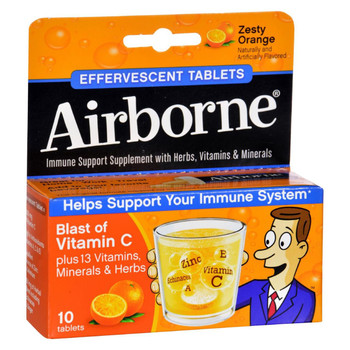 Airborne - Effervescent Tablets with Vitamin C - Zesty Orange - 10 Tablets Airborne - Effervescent Tablets with Vitamin C - Zesty Orange - 10 Tablets