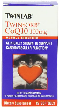 Twinlab Twinsorb CoQ10 - 100 mg - 45 Softgels