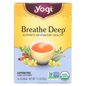 Yogi Organic Breathe Deep Herbal Tea Caffeine Free - 16 Tea Bags - Case of 6