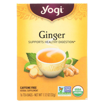 Yogi Organic Herbal Tea Caffeine Free Ginger - 16 Tea Bags - Case of 6 Yogi Organic Herbal Tea Caffeine Free Ginger - 16 Tea Bags - Case of 6