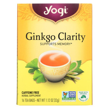 Yogi Ginkgo Clarity Herbal Tea Caffeine Free - 16 Tea Bags - Case of 6