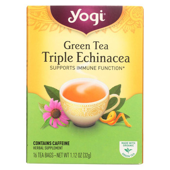 Yogi Triple Echinacea Herbal Green Tea - 16 Tea Bags - Case of 6