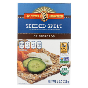 Doctor Kracker Seeded Spelt Crispbreads - Case of 6 - 7 oz.