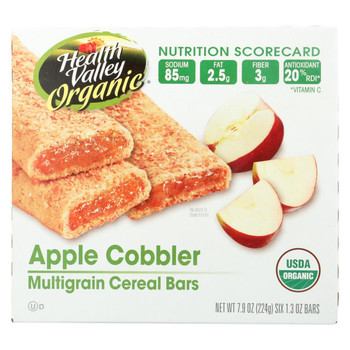 Health Valley Organic Multigrain Cereal Bars - Apple Cobbler - Case of 6 - 7.9 oz.