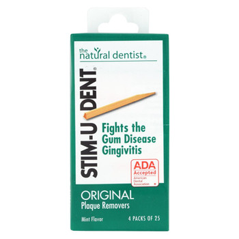 Natural Dentist Stim-U-Dent Original Plaque Removers Mint - 100 Toothpicks - Case of 12