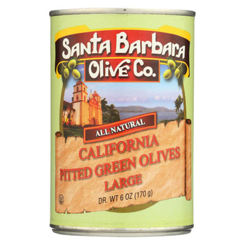 Santa Barbara California Green Olives - Pitted - Case of 12 - 5.75 oz.