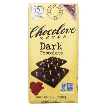 Chocolove Xoxox - Premium Chocolate Bar - Dark Chocolate - Pure - 3.2 oz Bars - Case of 12