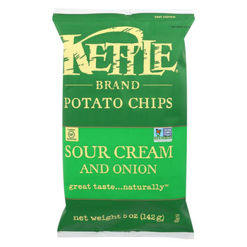 Kettle Brand Potato Chips - Sour Cream and Onion - Case of 15 - 5 oz.