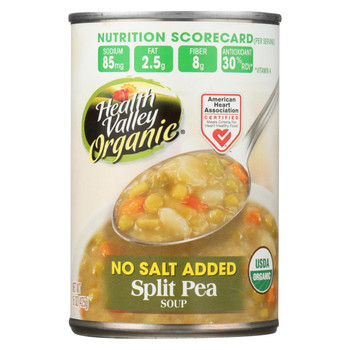 Health Valley Natural Foods Soup - Split Pea No Salt - Case of 12 - 15 oz.