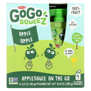 GoGo Squeeze Organic Applesauce - Apple - Case of 12 - 3.2 oz.