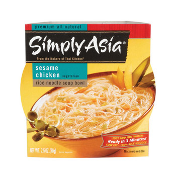 Simply Asia Sesame Chicken Rice Noodle Soup Bowl - Case of 6 - 2.5 oz.