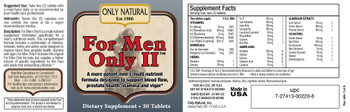 Only Natural For Men Only Ii - 30 Tablets Only Natural For Men Only Ii - 30 Tablets