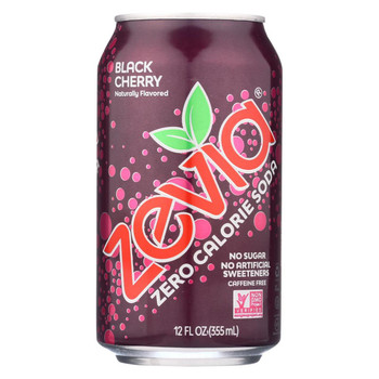 Zevia Soda - Zero Calorie - Black Cherry - Can - 6/12 oz - case of 4 Zevia Soda - Zero Calorie - Black Cherry - Can - 6/12 oz - case of 4