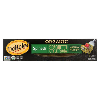 Deboles Organic Spinach Spaghetti Style Pasta - Case of 12 - 8 oz.