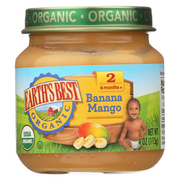 Earth's Best Organic Banana Mango Baby Food - Stage 2 - Case of 12 - 4 oz.