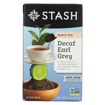 Stash Tea Black Tea - Earl Grey Decaf - Case of 6 - 18 Bags