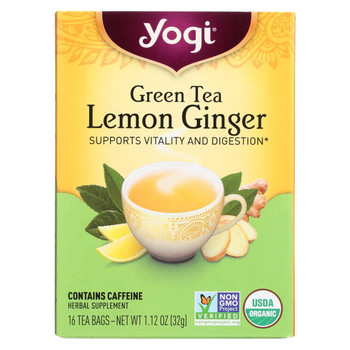 Yogi Organic Green Tea Lemon Ginger - 16 Tea Bags - Case of 6
