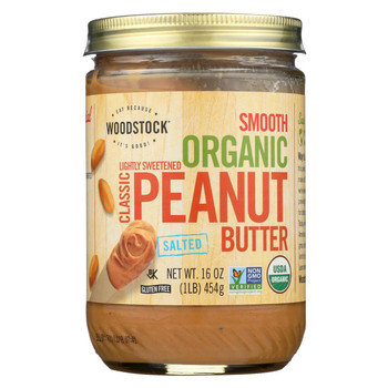 Woodstock Organic Classic Peanut Butter - Smooth - Case of 12 - 16 oz