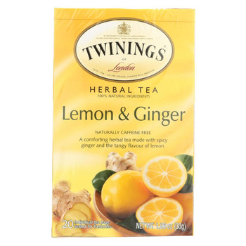 Twinings Tea Green Tea - Lemon and Ginger - Case of 6 - 20 Bags