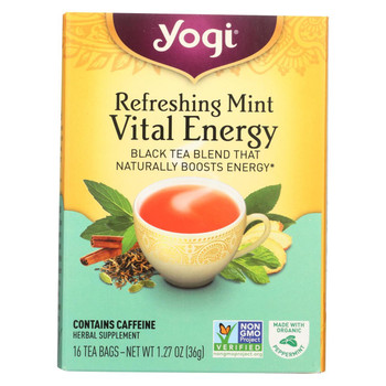 Yogi ReVitalize Herbal Tea Energizing Assam Mint - 16 Tea Bags - Case of 6