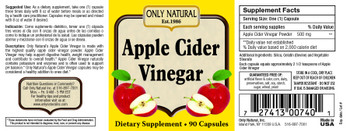 Only Natural Apple Cider Vinegar - 500 mg - 90 Capsules
