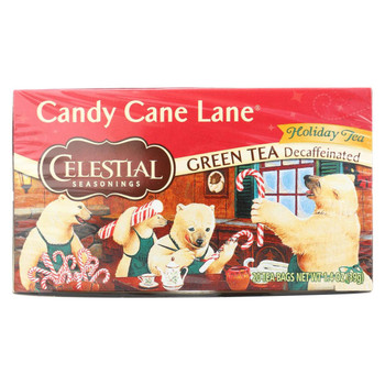 Celestial Seasonings Candy Cane Lane Decaf Green Tea - Case of 6 - 20 BAG Celestial Seasonings Candy Cane Lane Decaf Green Tea - Case of 6 - 20 BAG