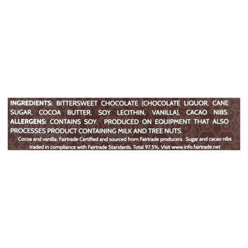 Endangered Species Natural Chocolate Bars - Dark Chocolate - 72 Percent Cocoa - Cacao Nibs - 3 oz Bars - Case of 12