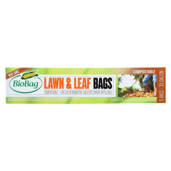 BioBag - 33 Gallon Lawn and Leaf Bags - Case of 12 - 5 Count BioBag - 33 Gallon Lawn and Leaf Bags - Case of 12 - 5 Count