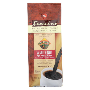 Teeccino Mediterranean Herbal Coffee - Medium Roast - Caffeine Free - Vanilla Nut - 11 oz