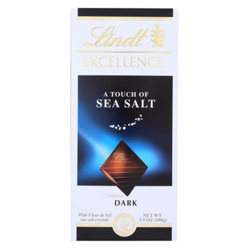 Lindt Chocolate Bar - Dark Chocolate - 47 Percent Cocoa - Excellence - Touch of Sea Salt - 3.5 oz Bars - Case of 12