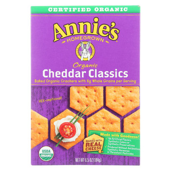 Annie's Homegrown Organic Cheddar Classic Crackers - Case of 12 - 6.5 oz. Annie's Homegrown Organic Cheddar Classic Crackers - Case of 12 - 6.5 oz.